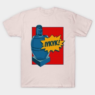 Comic-Style Barrel Man: Unveil the Mystery with 'IYKYK' T-Shirt